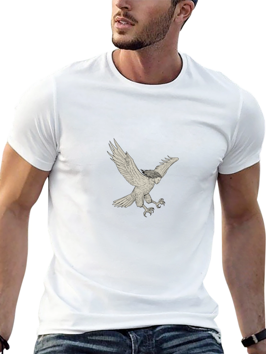 Black T-Shirt with Harpy Graphic