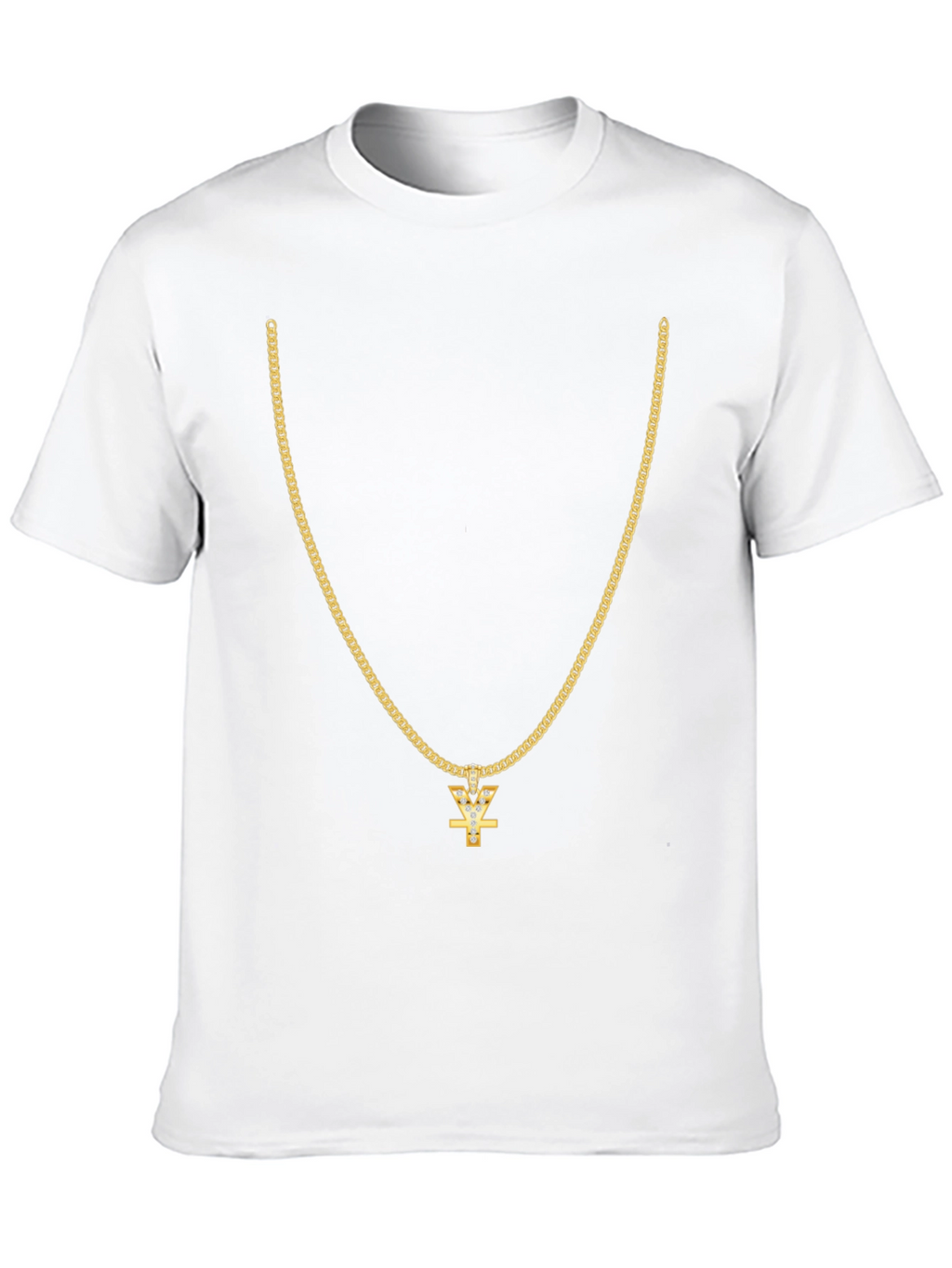 Mens Black T-Shirt with Gold Chain Design