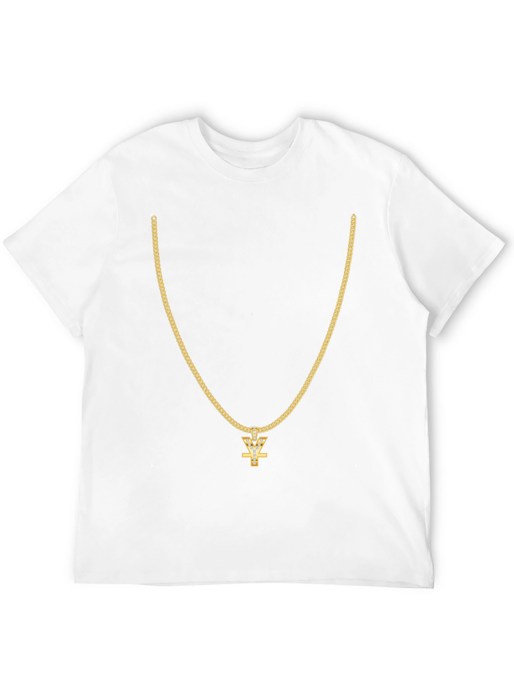 Mens Black T-Shirt with Gold Chain Design