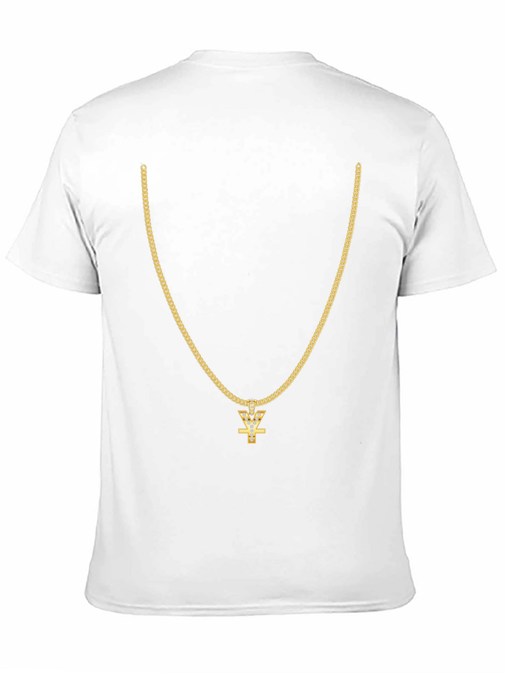 Mens Black T-Shirt with Gold Chain Design