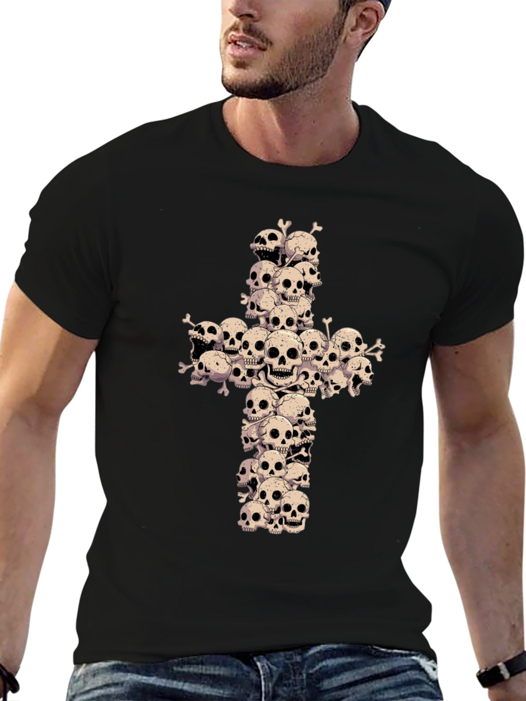 Skull Cross Graphic Tee - Gothic Fashion