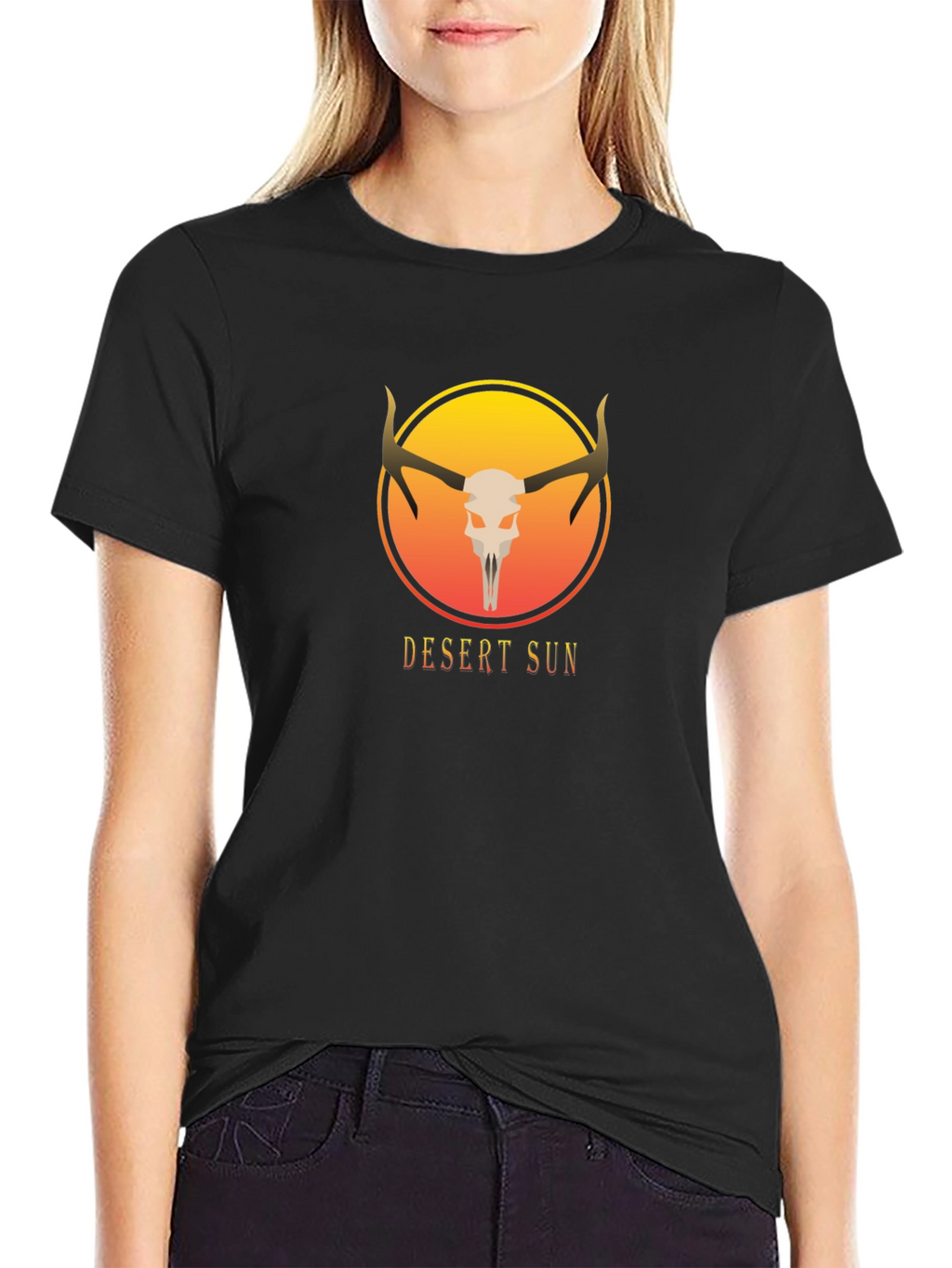 Desert Sun Skull Graphic Tee - Unisex Black T-Shirt
