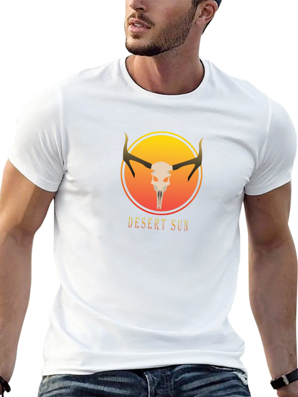 Desert Sun Skull Graphic Tee - Unisex Black T-Shirt
