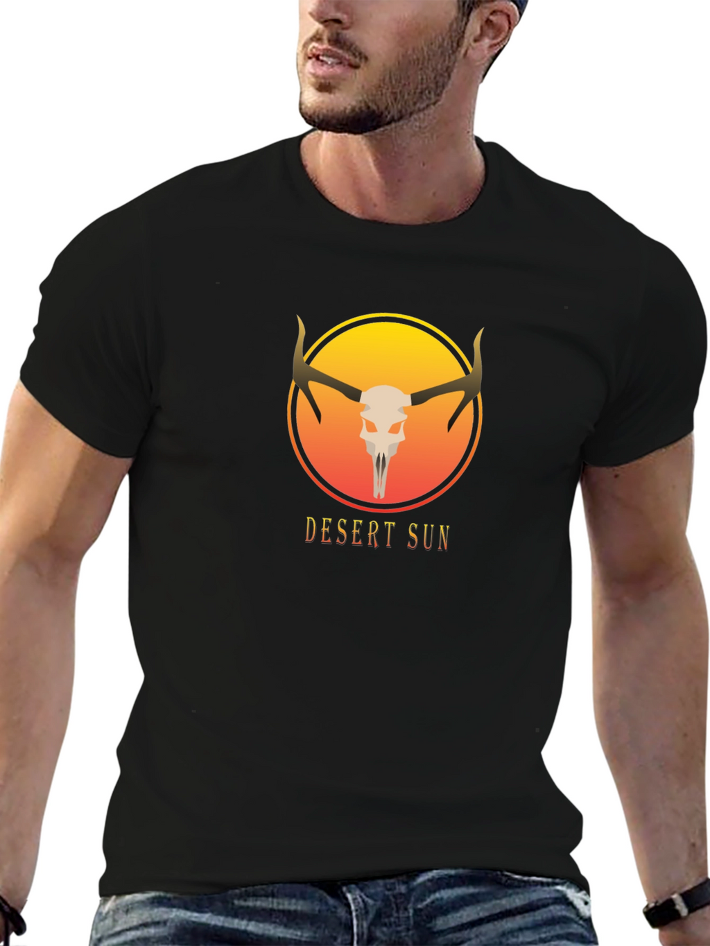 Desert Sun Skull Graphic Tee - Unisex Black T-Shirt