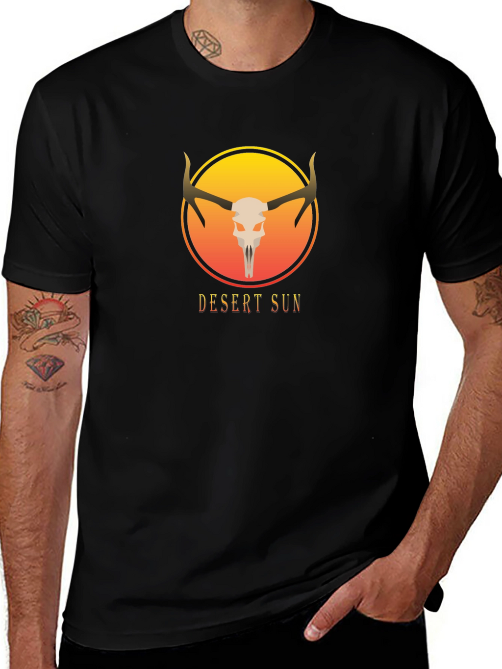 Desert Sun Skull Graphic Tee - Unisex Black T-Shirt