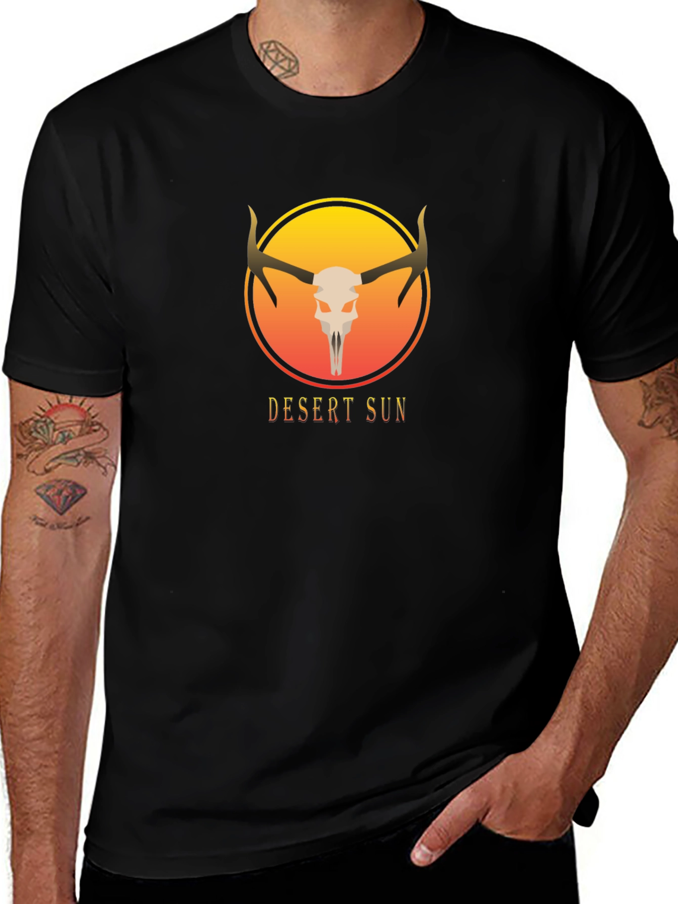 Desert Sun Skull Graphic Tee - Unisex Black T-Shirt