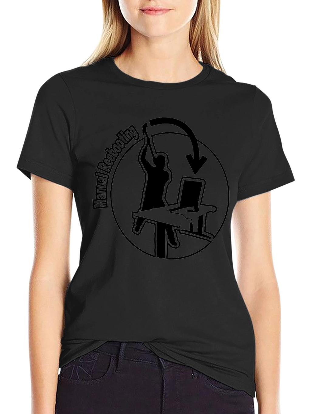 Manual Rebooting T-Shirt - Funny Computer Tech Humor