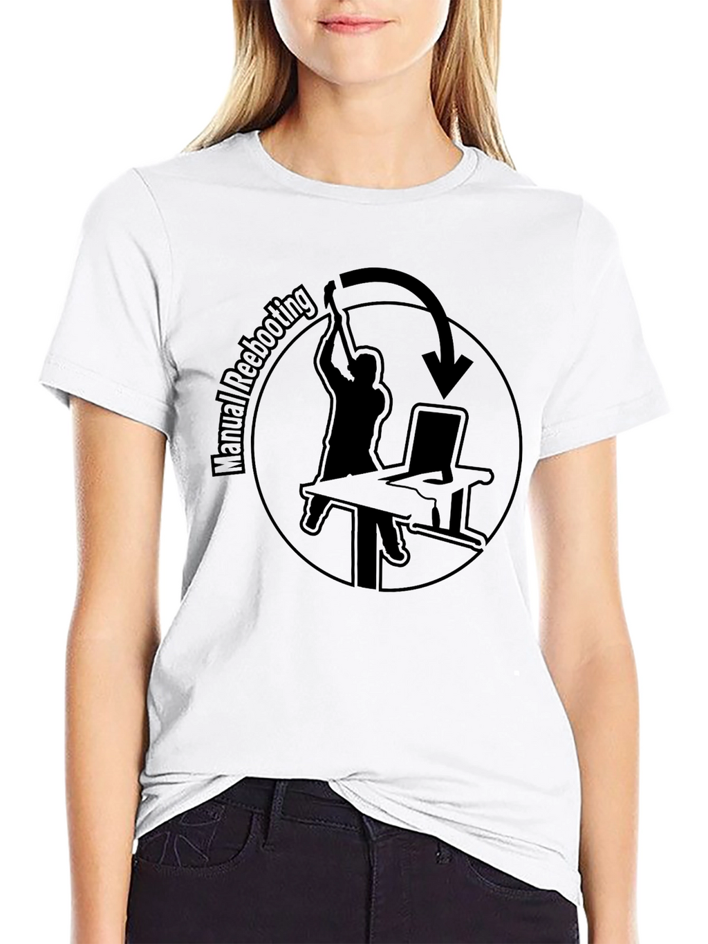Manual Rebooting T-Shirt - Funny Computer Tech Humor
