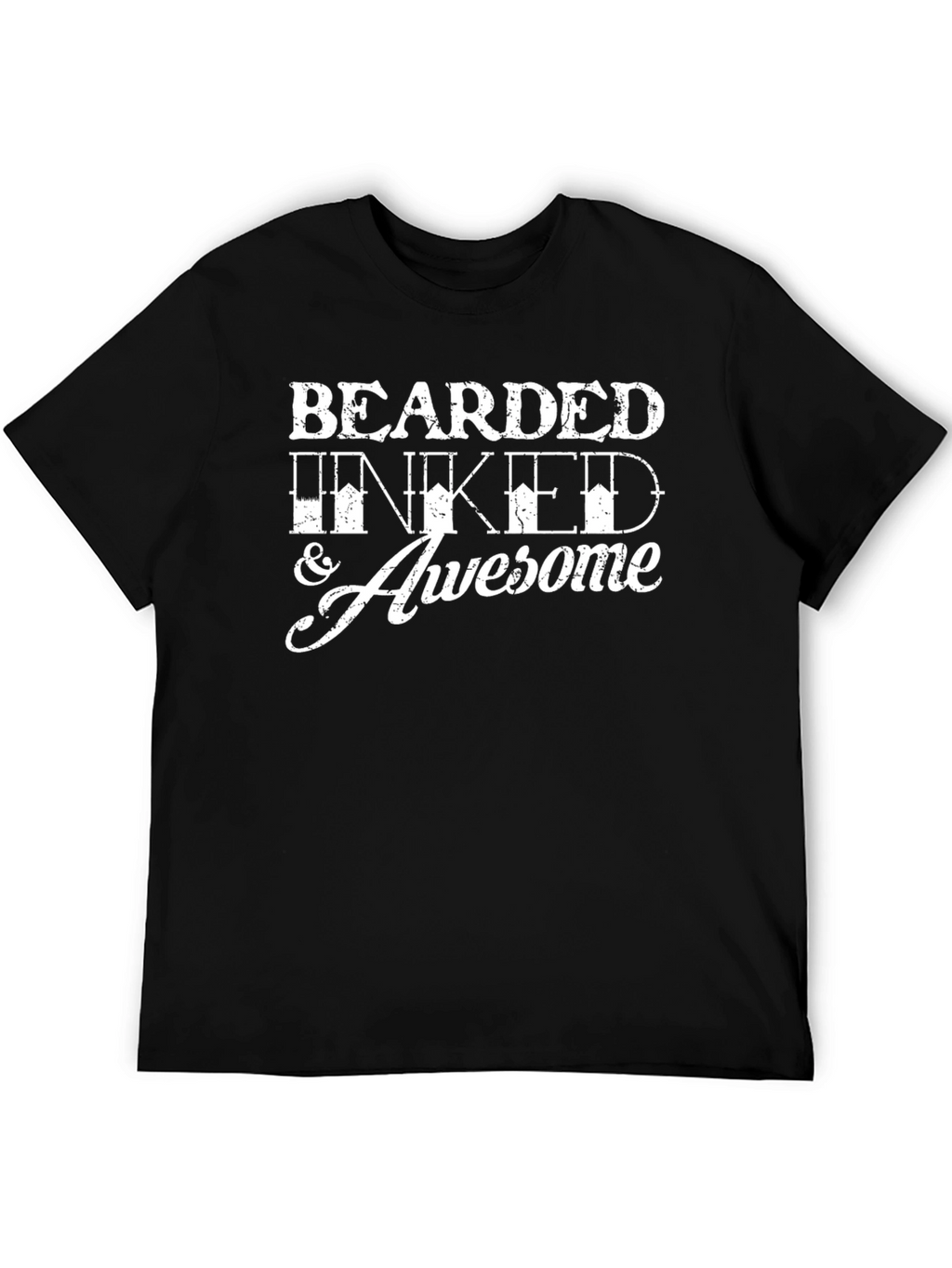 Bearded Inked & Awesome Mens Black Graphic Tee