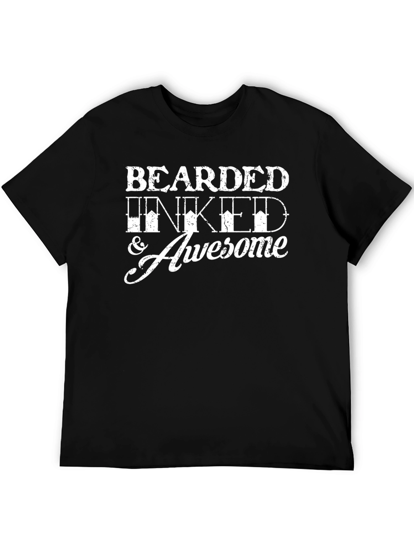 Bearded Inked & Awesome Mens Black Graphic Tee