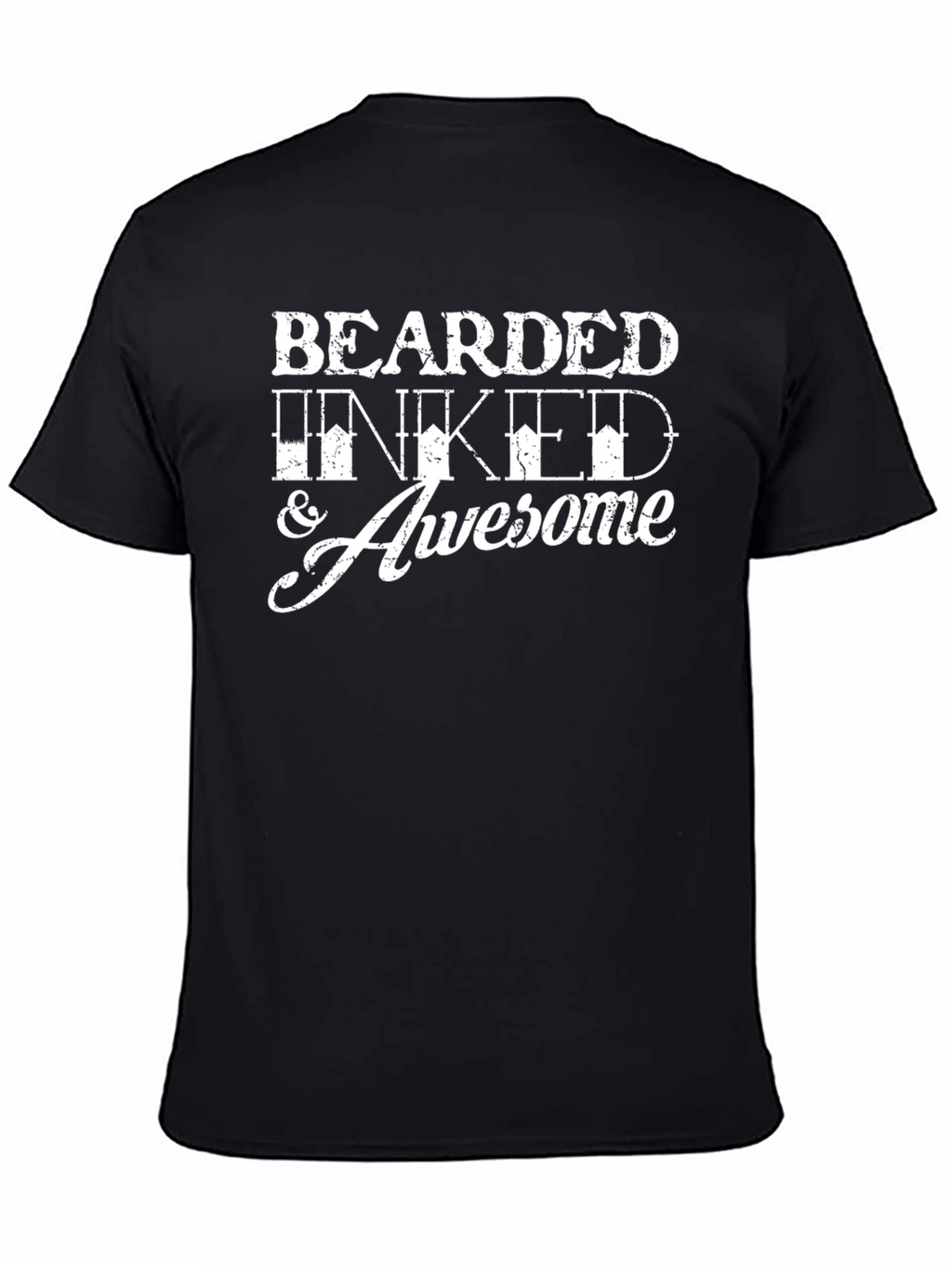 Bearded Inked & Awesome Mens Black Graphic Tee