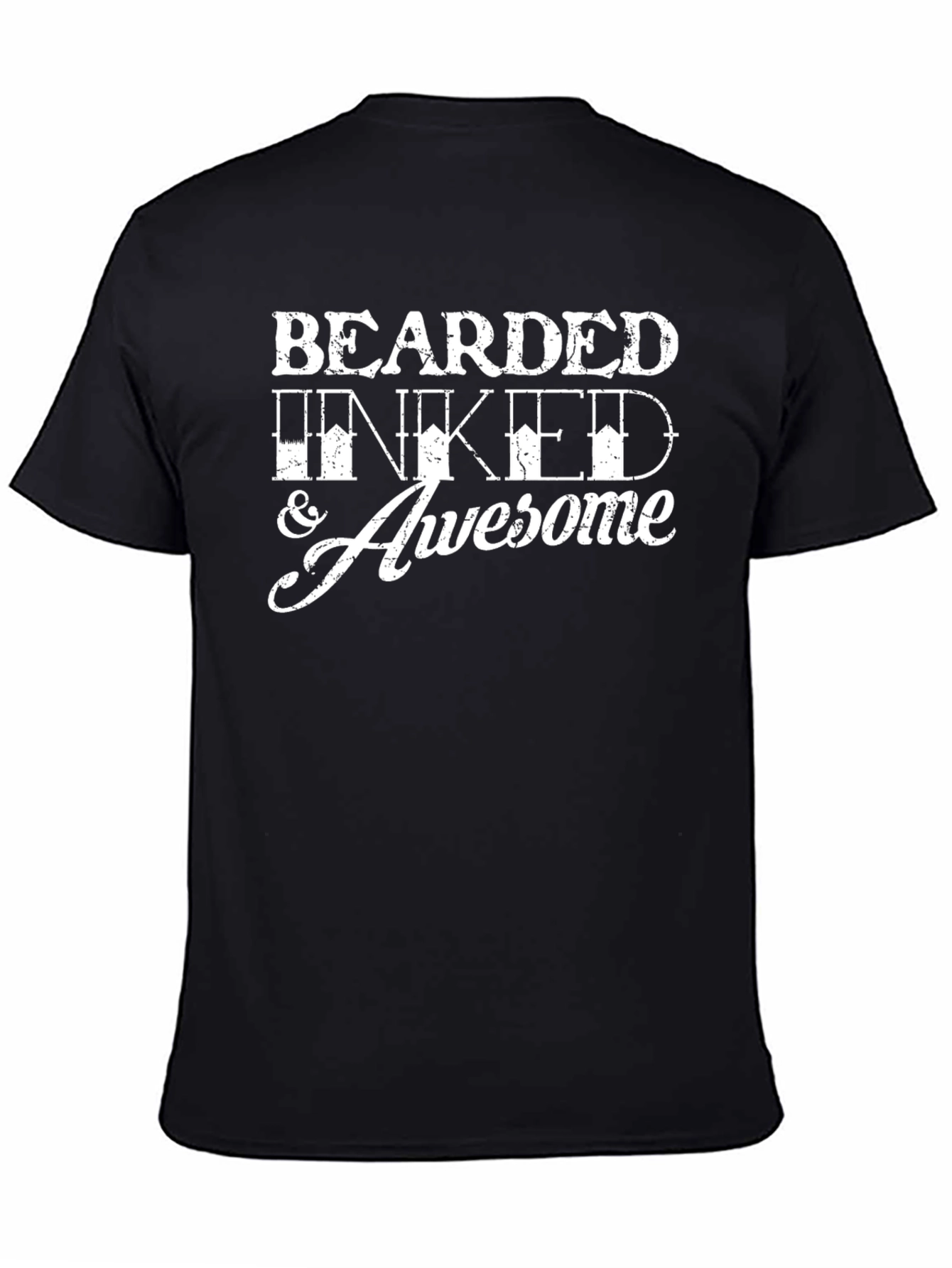 Bearded Inked & Awesome Mens Black Graphic Tee