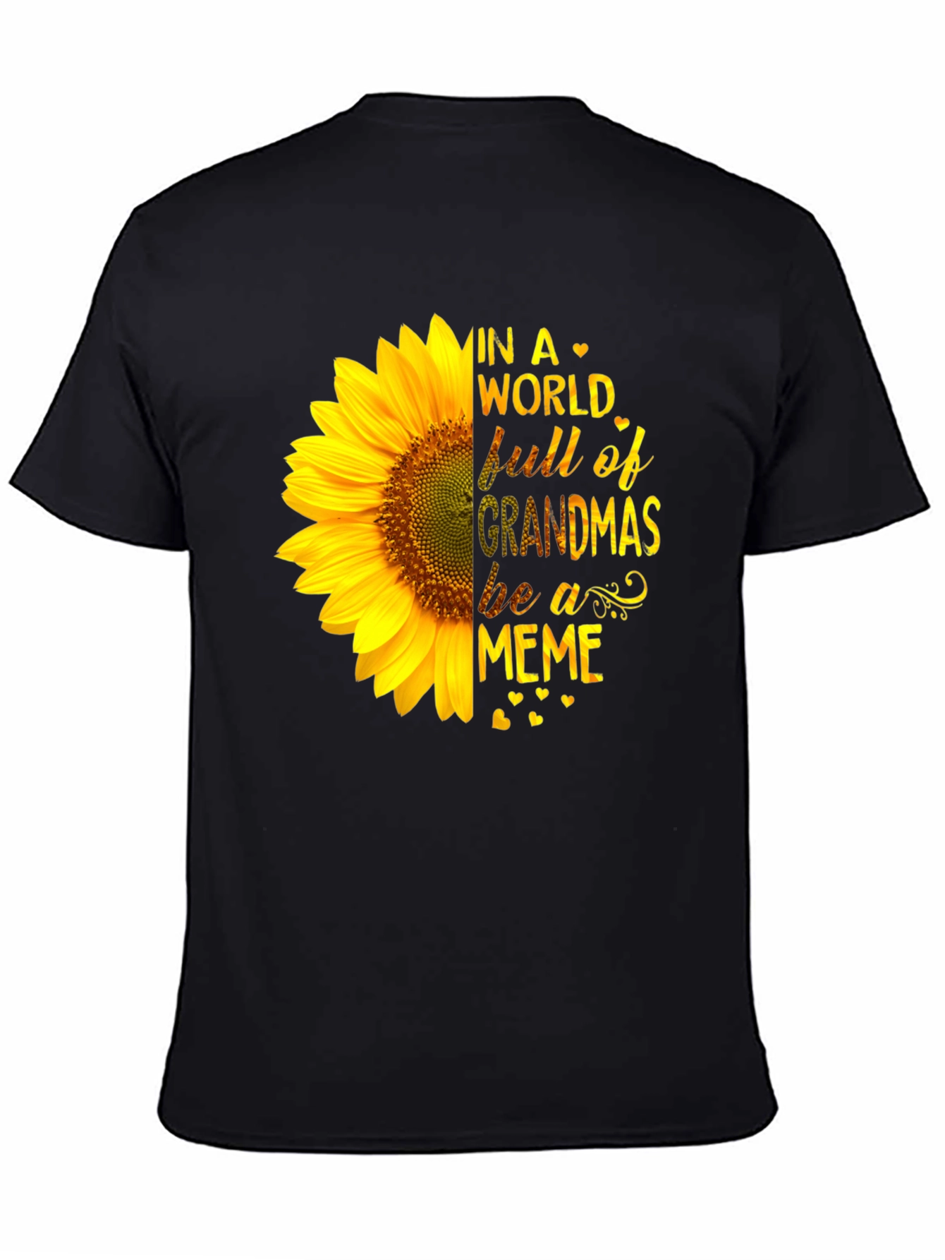 Sunflower Grandma Meme Black T-Shirt