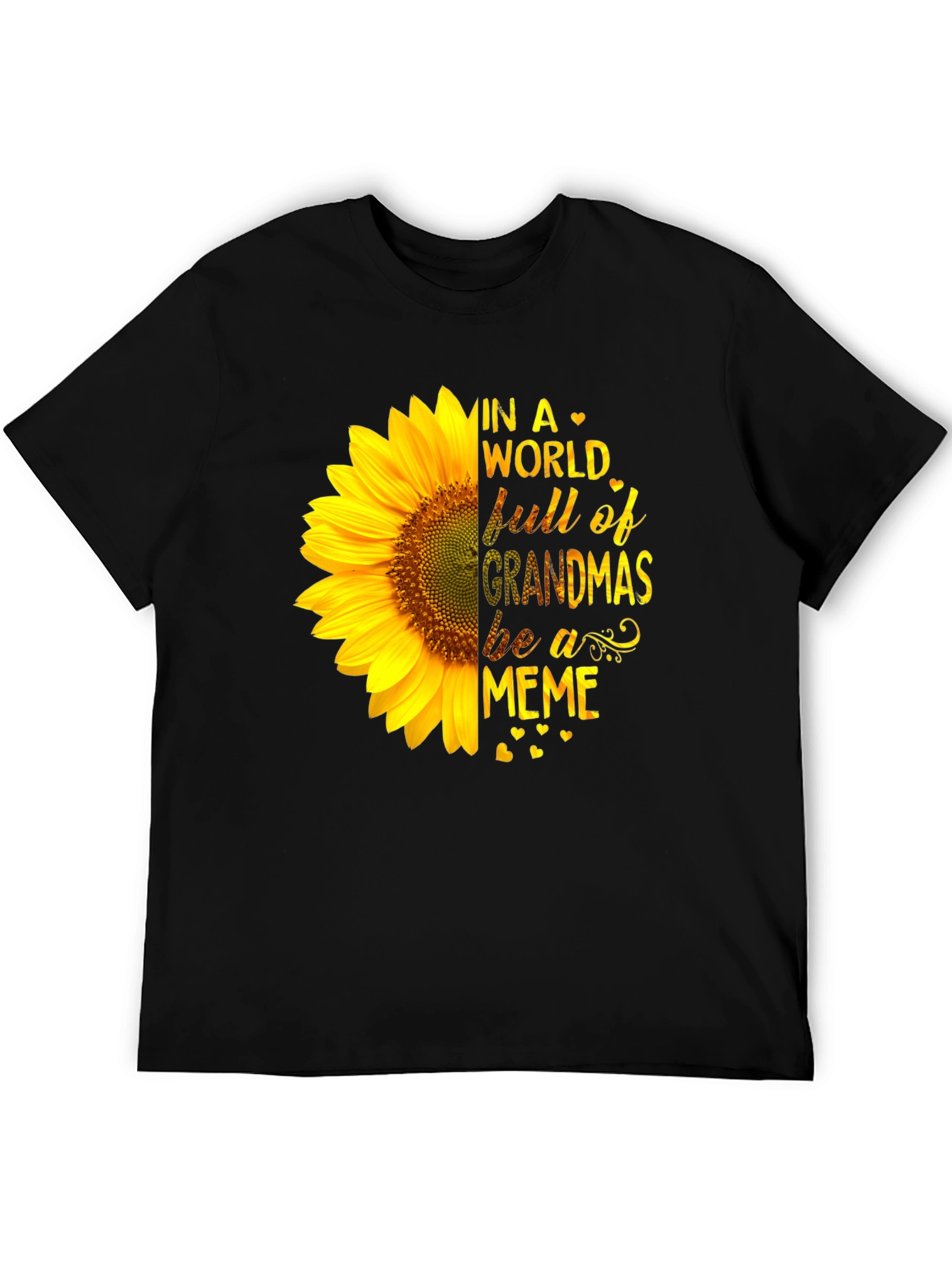 Sunflower Grandma Meme Black T-Shirt
