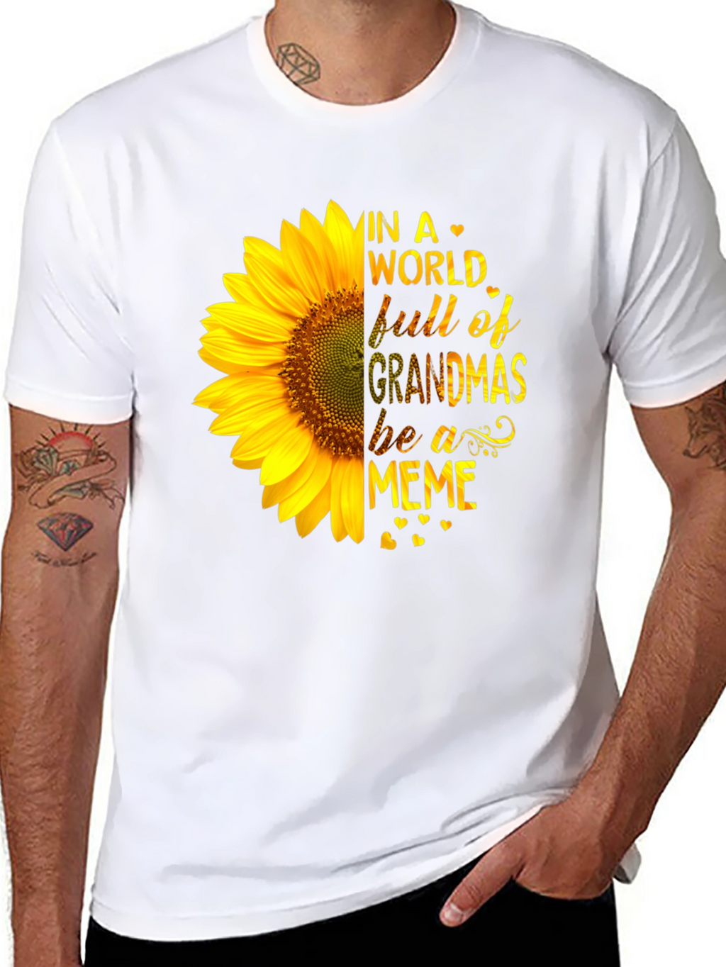 Sunflower Grandma Meme Black T-Shirt