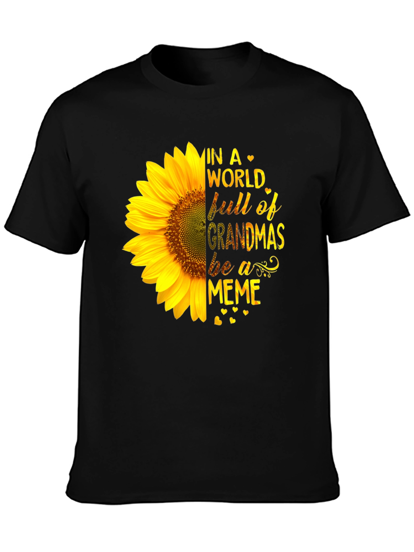 Sunflower Grandma Meme Black T-Shirt