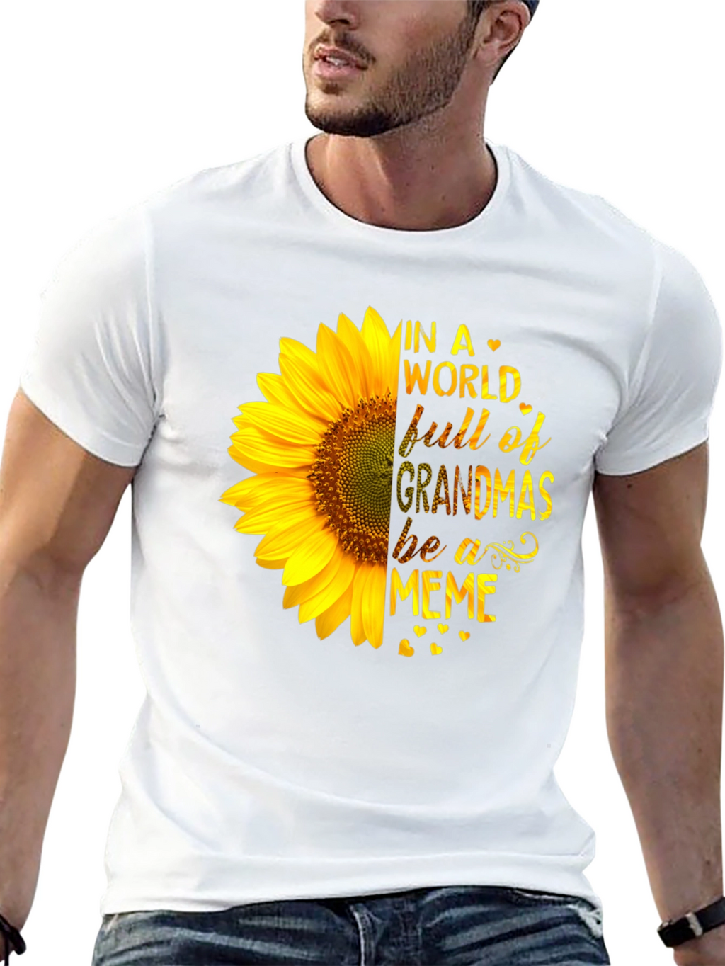 Sunflower Grandma Meme Black T-Shirt