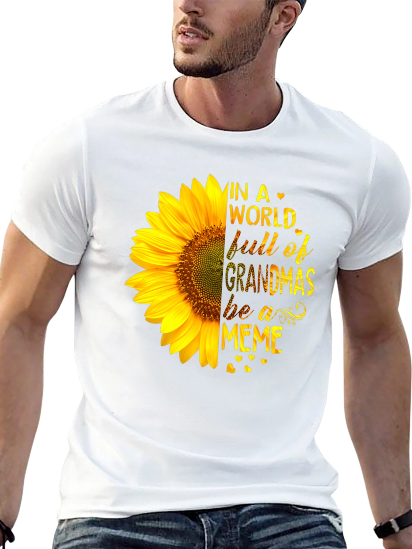 Sunflower Grandma Meme Black T-Shirt