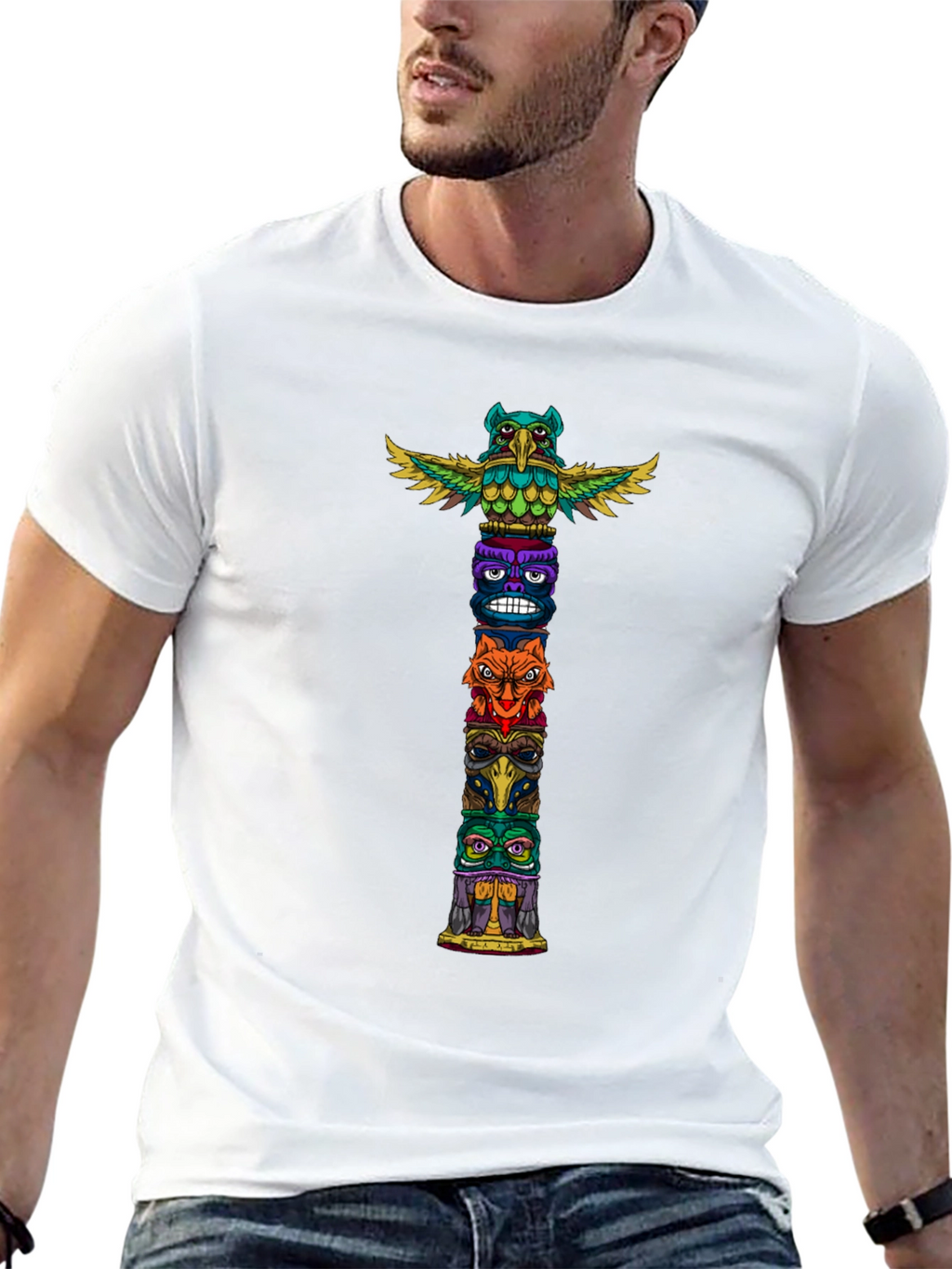 Tribal Totem Pole Graphic T-Shirt