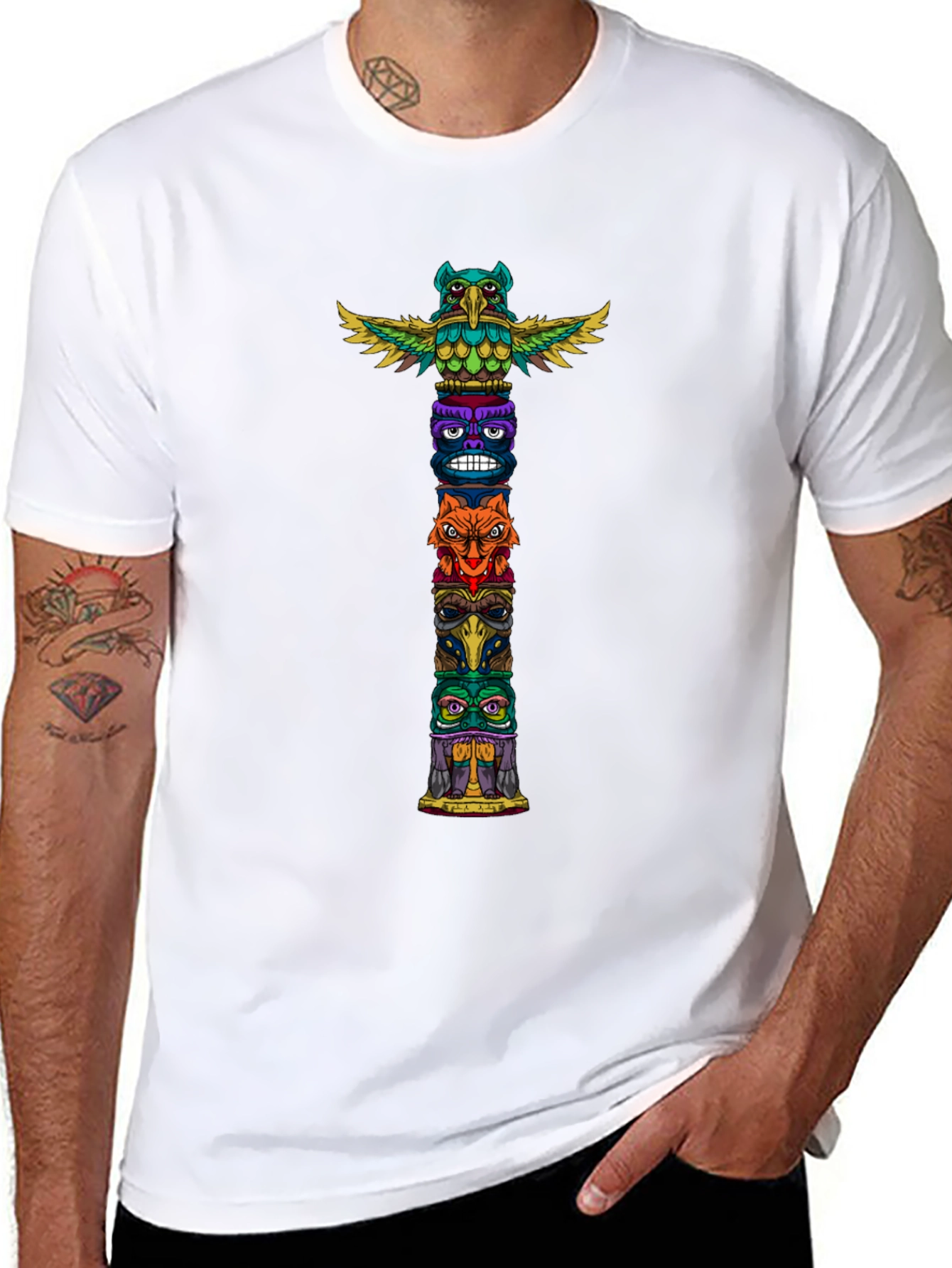 Tribal Totem Pole Graphic T-Shirt