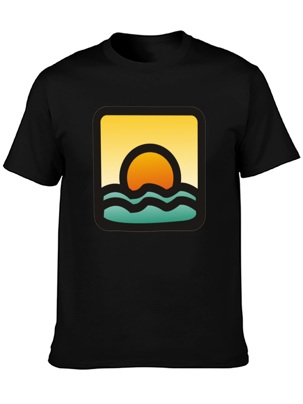 Sunset Waves Graphic Black T-Shirt