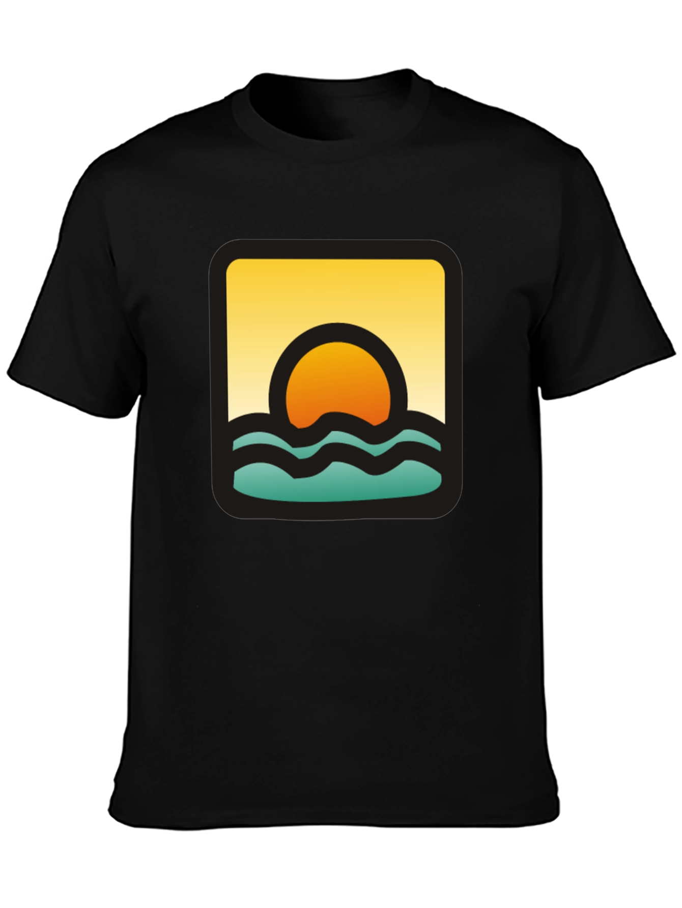 Sunset Waves Graphic Black T-Shirt