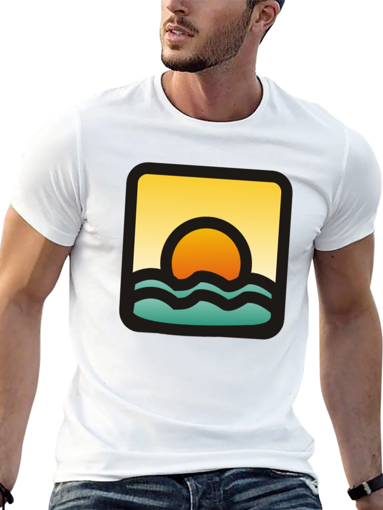Sunset Waves Graphic Black T-Shirt