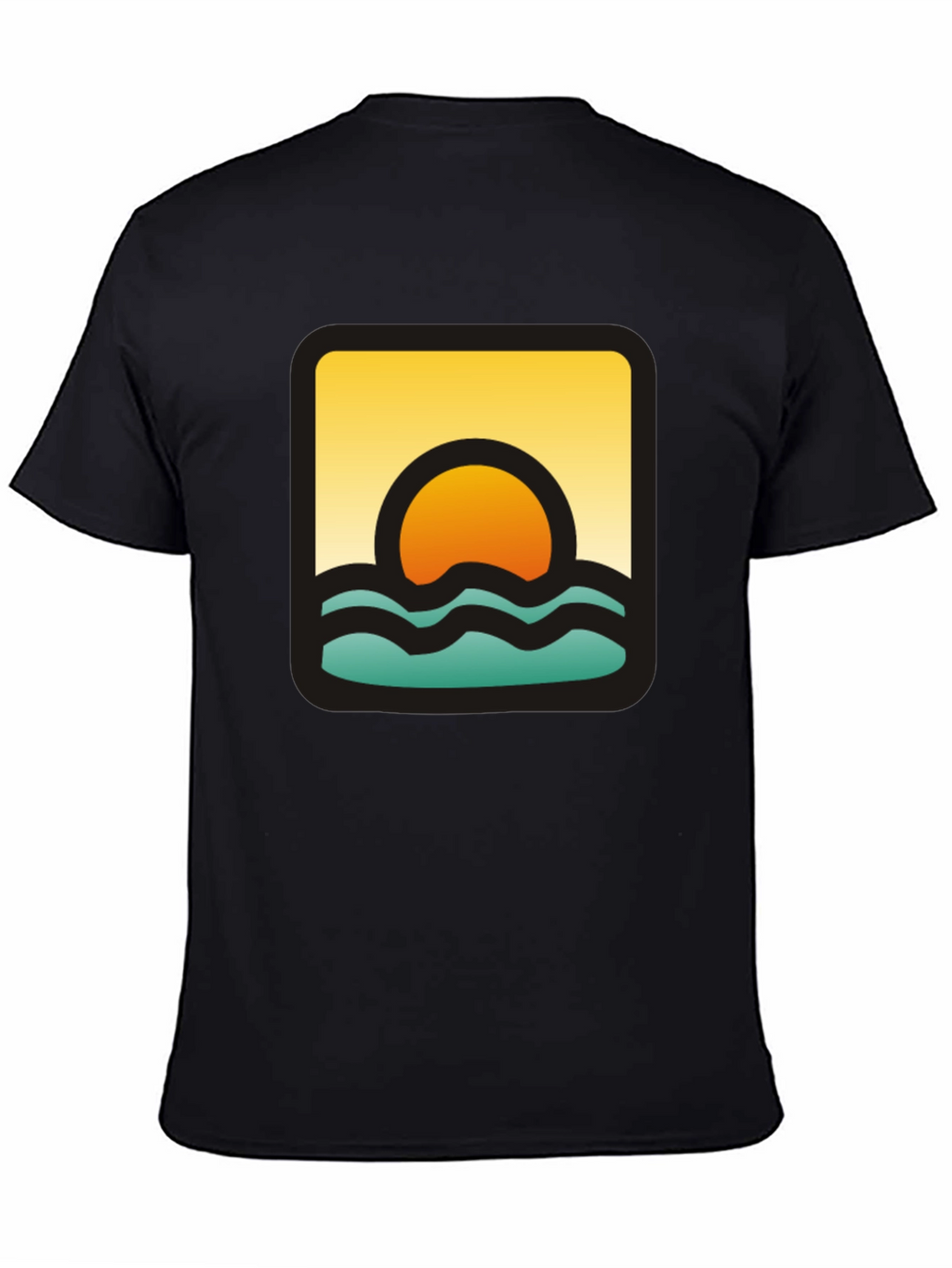 Sunset Waves Graphic Black T-Shirt