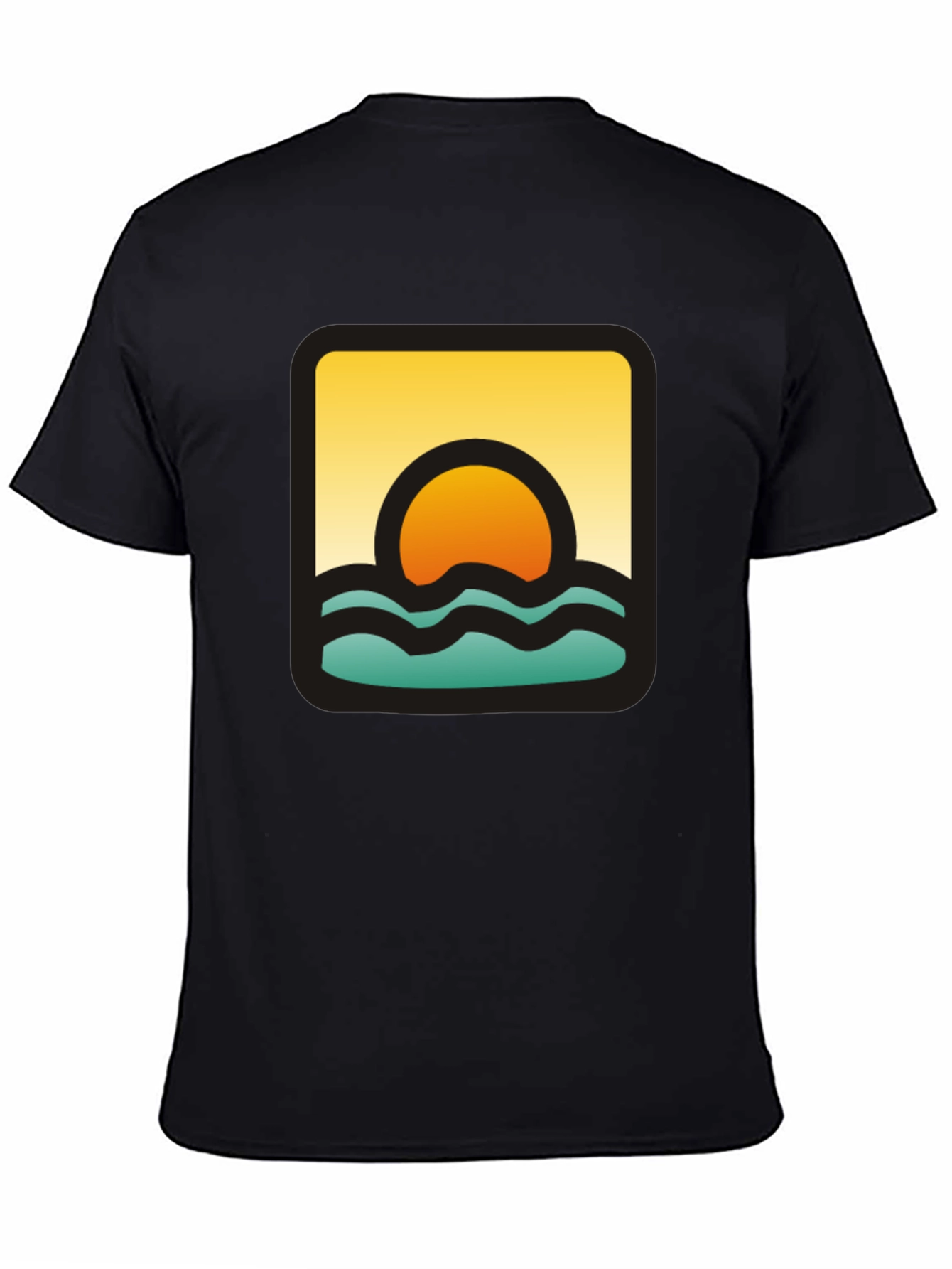 Sunset Waves Graphic Black T-Shirt