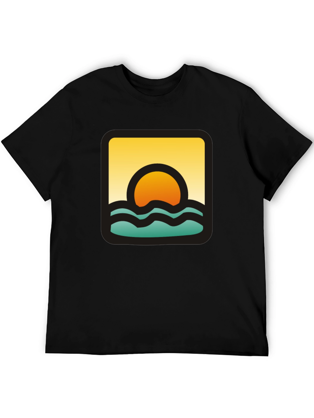 Sunset Waves Graphic Black T-Shirt