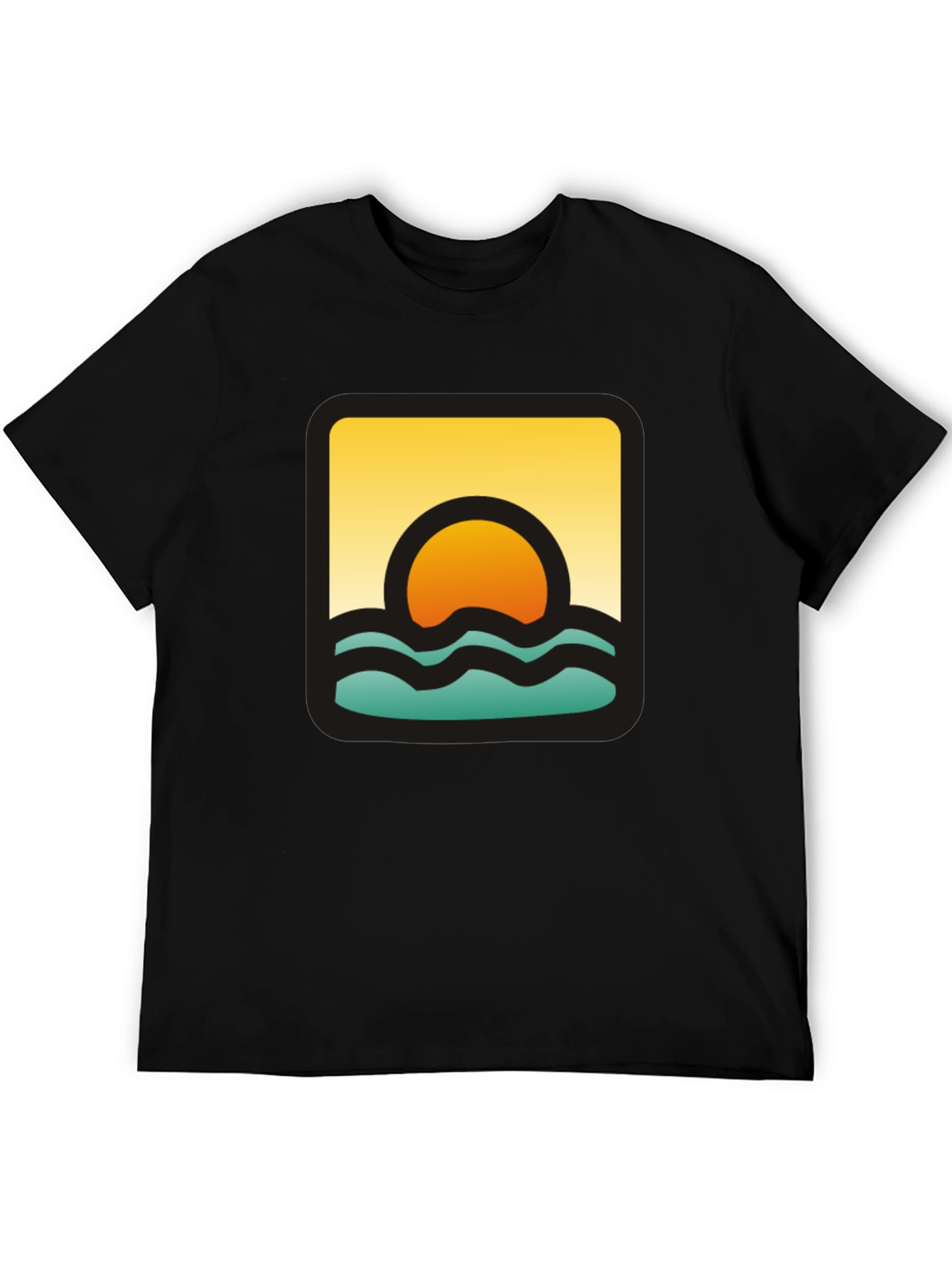 Sunset Waves Graphic Black T-Shirt