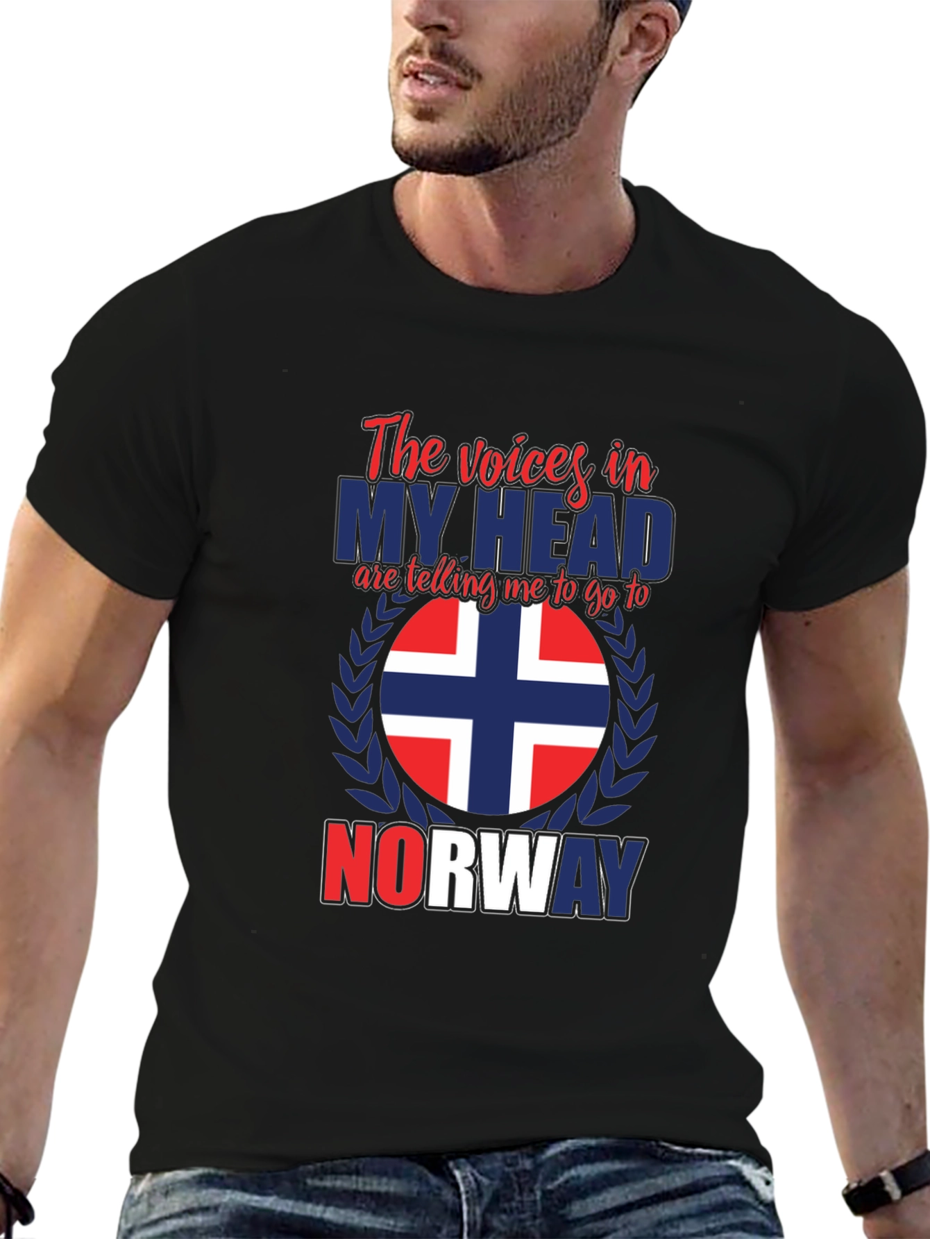 Norway Calling Graphic Tee - Black Cotton Shirt
