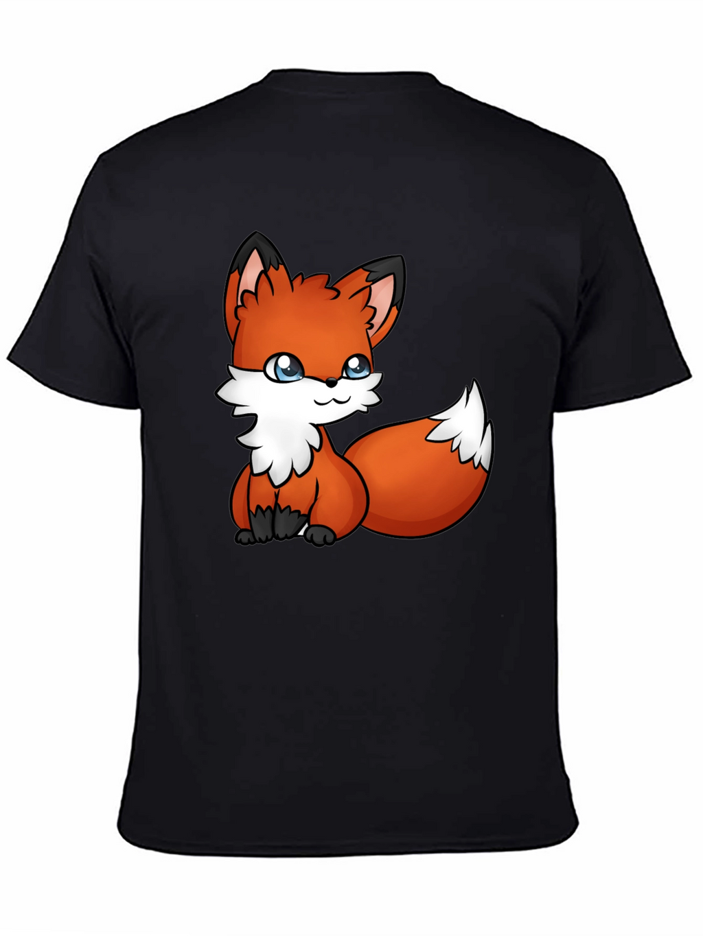 Cute Fox Graphic Tee - Black Cotton T-Shirt