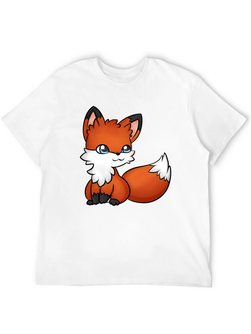 Cute Fox Graphic Tee - Black Cotton T-Shirt