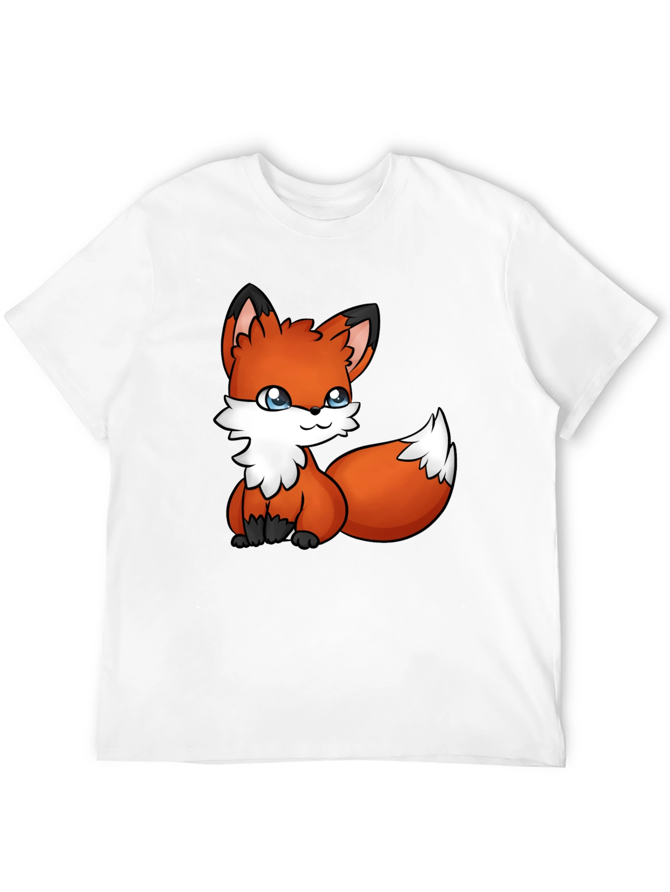 Cute Fox Graphic Tee - Black Cotton T-Shirt