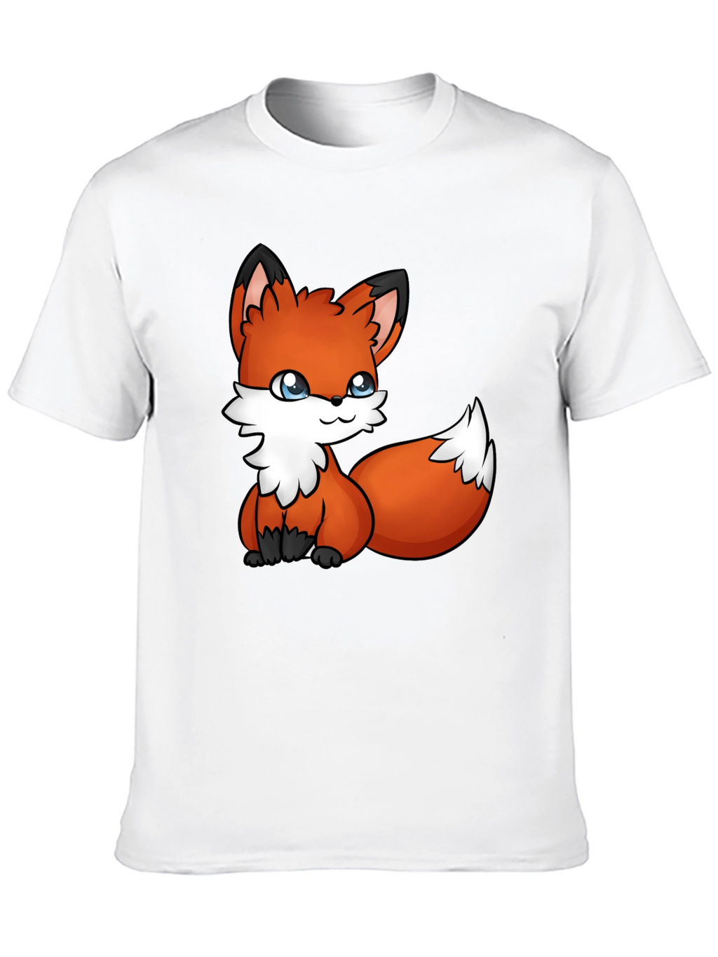 Cute Fox Graphic Tee - Black Cotton T-Shirt