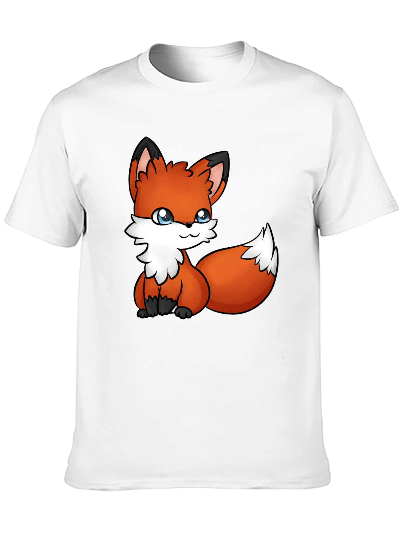 Cute Fox Graphic Tee - Black Cotton T-Shirt