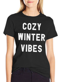 Cozy Winter Vibes Graphic Tee - Black