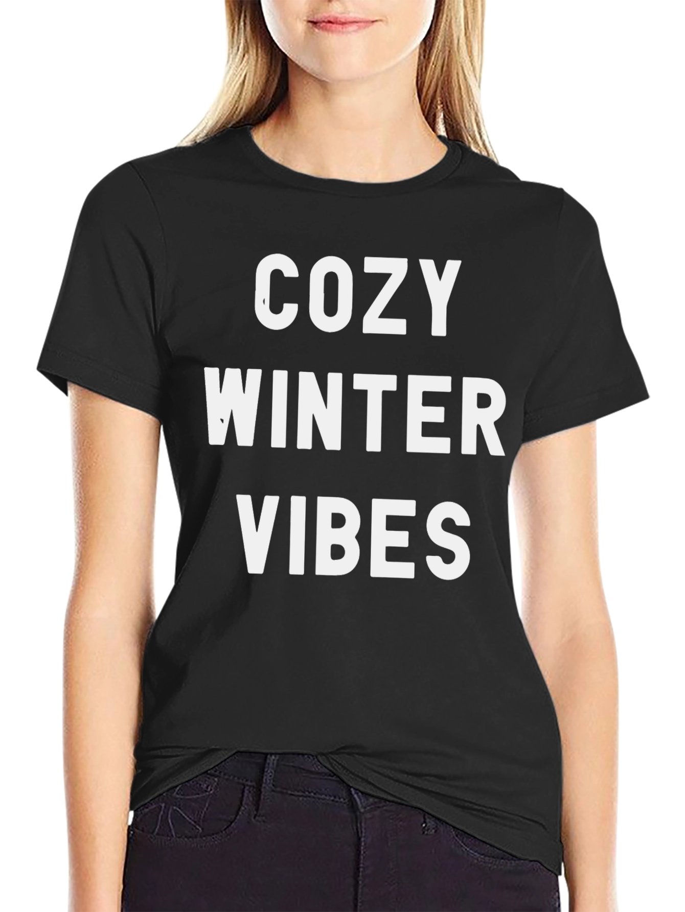 Cozy Winter Vibes Graphic Tee - Black