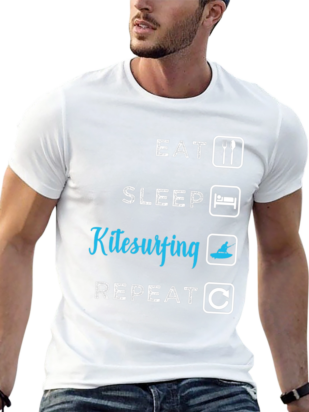 Eat Sleep Kitesurfing Repeat Black T-Shirt