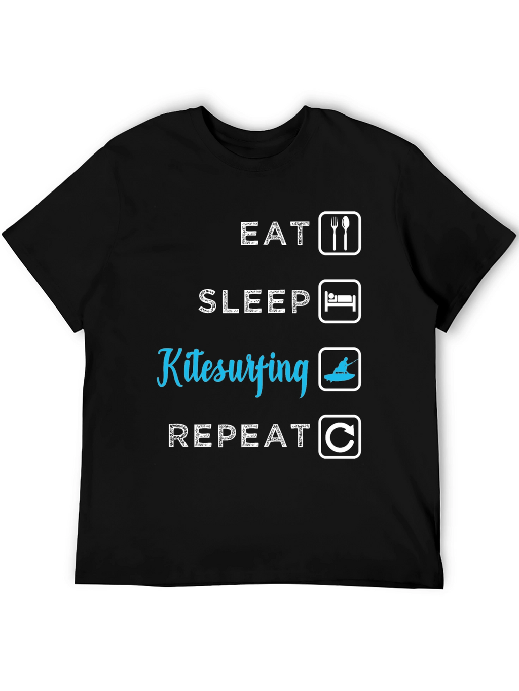 Eat Sleep Kitesurfing Repeat Black T-Shirt