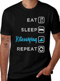 Eat Sleep Kitesurfing Repeat Black T-Shirt