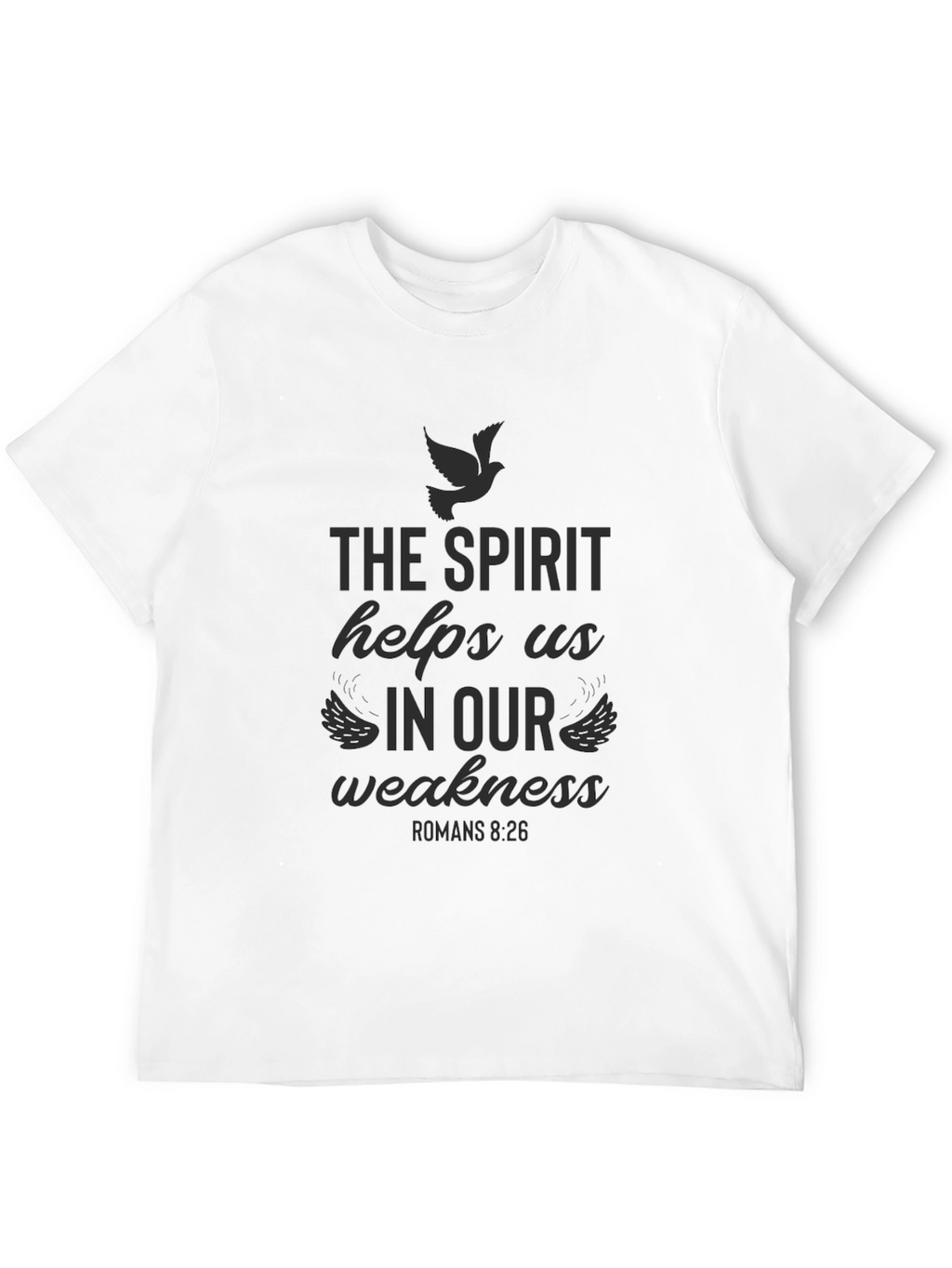 The Spirit Helps Us Graphic Tee - Black