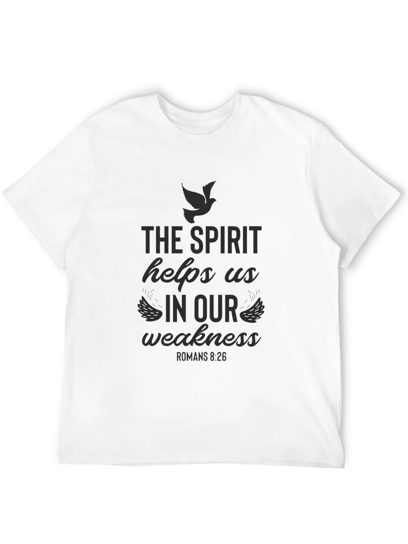 The Spirit Helps Us Graphic Tee - Black