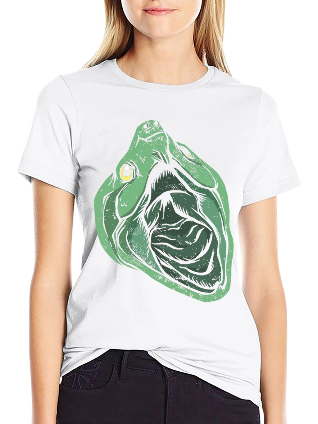Green Turtle Graphic Print Black T-Shirt