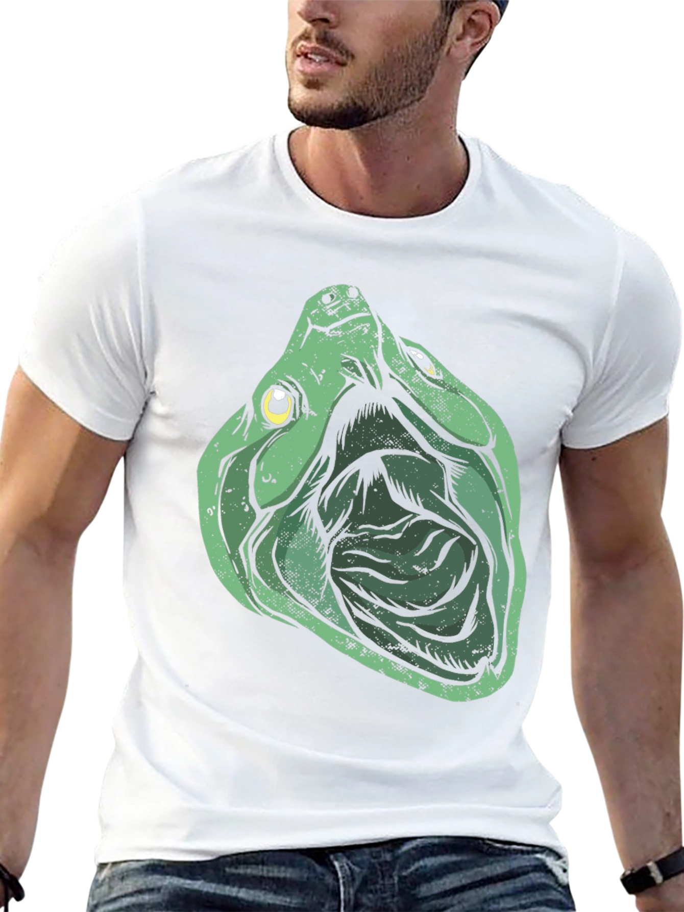 Green Turtle Graphic Print Black T-Shirt