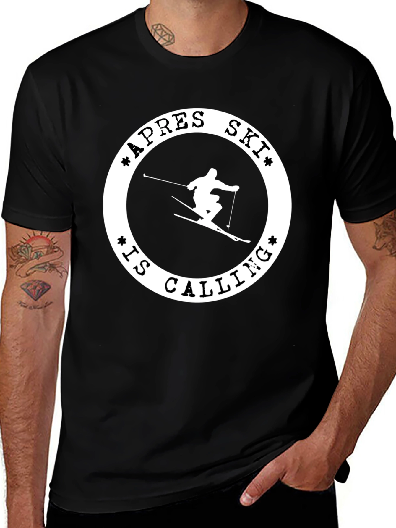 Apres Ski Calling T-Shirt - Black Graphic Tee