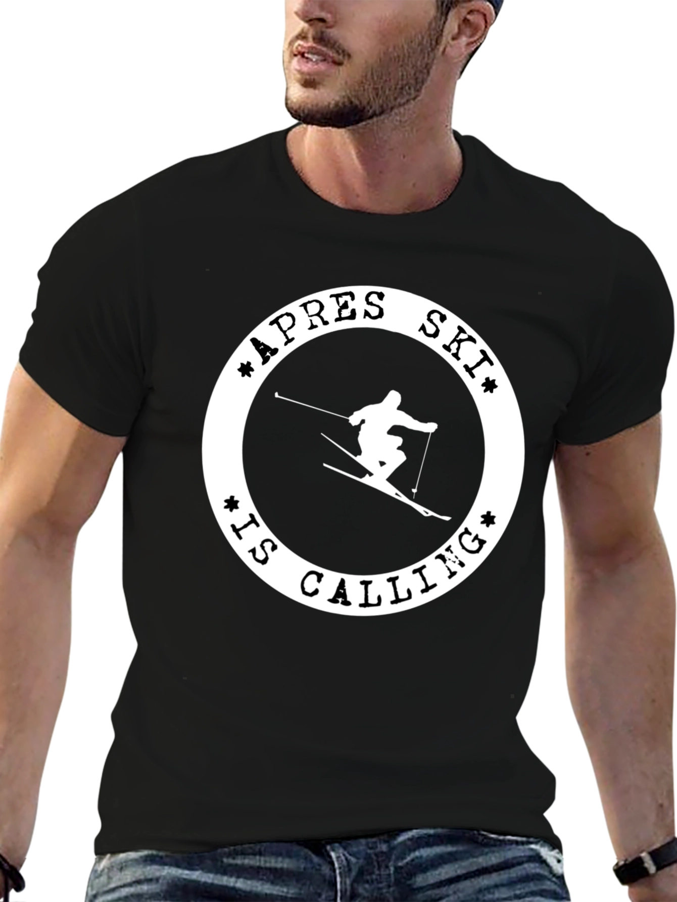 Apres Ski Calling T-Shirt - Black Graphic Tee