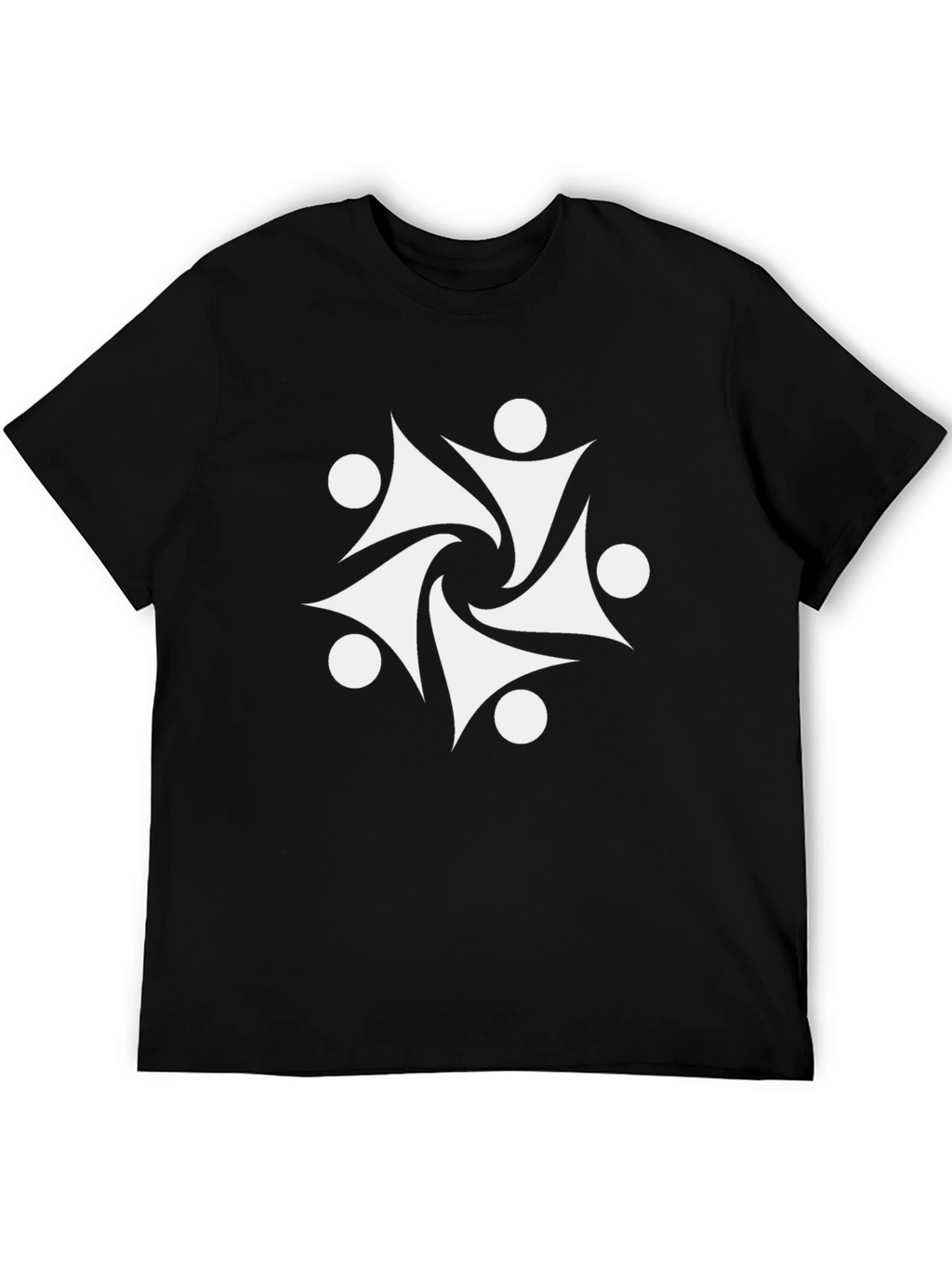 Abstract White Graphic Print Black T-Shirt