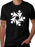 Abstract White Graphic Print Black T-Shirt
